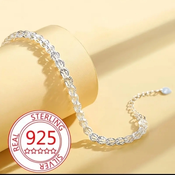 NWT 925 Sterling Silver Phoenix Tail Minimalist Bracelet - Picture 4 of 5